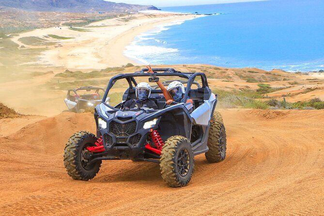 Beach CAN-AM SXS X3 and Camel Ride in Cabo - Can-Am SXS X3: shared driving, simple rules, real safety gear