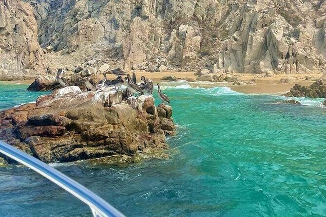 Glass Bottom Boat to the Arch and Lovers Beach: Optional Pickup - The key stops: Pelican Rock, Neptune’s Finger, and the Arch