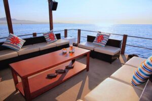 Private Cabo Catamaran with Water Toys for up to 20 Guests - A comfortable catamaran: room for up to 20, built for hanging out